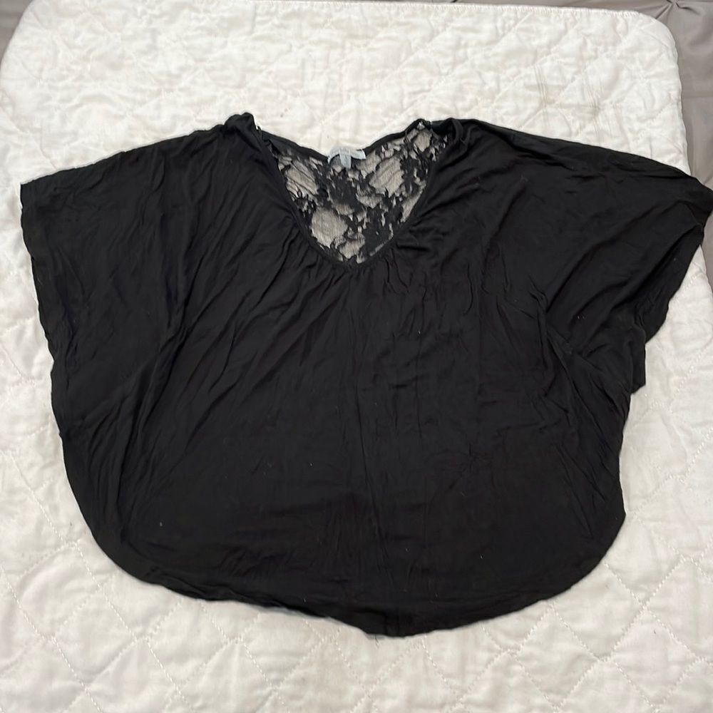 Black top with lace accent on the back sleeveless soft cotton size small